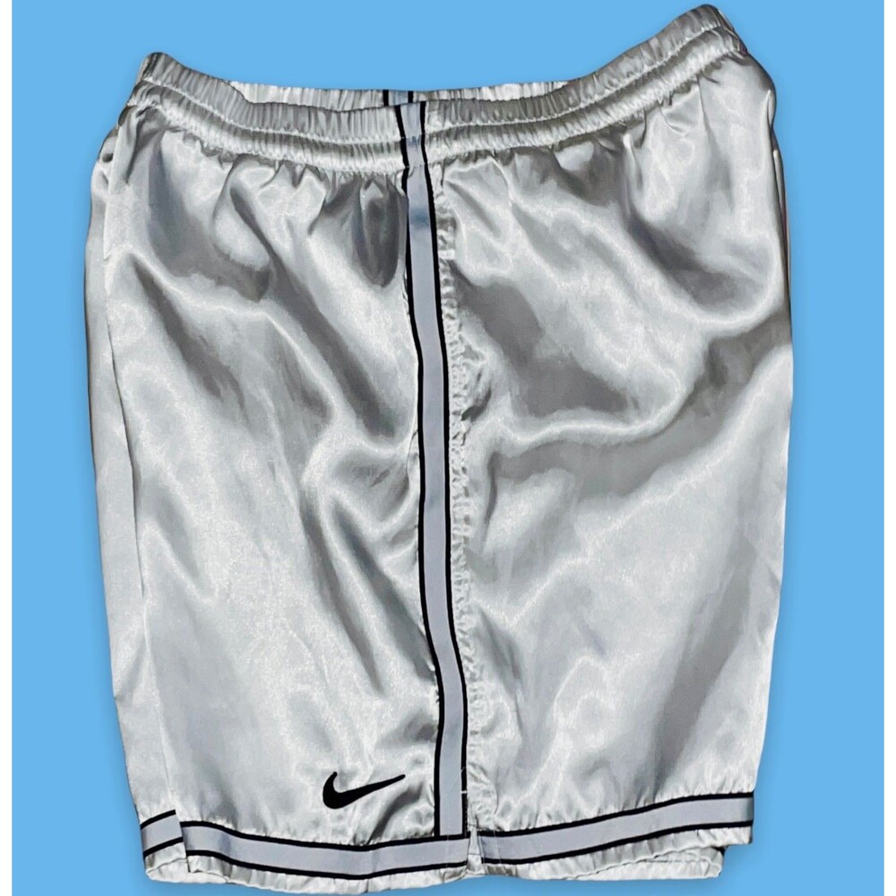 Vintage Nike America Soccer Shorts White Satin Shiny Nylon 90s Medium M - Picture 6 of 12